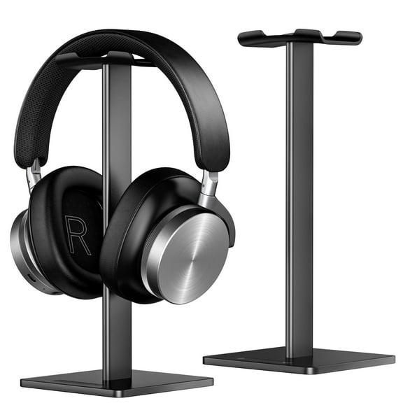Headset Stand,Adjustable Aluminum Headphone Holder with TPU Cushion, ABS Anti-Slip Base, Fits All Headphone Sizes,Black