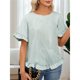 thumbnail image 4 of Camisa Informal Holgada A Rayas de Media con Cuello Redondo y Volantes para Mujer Rayas XXL, 4 of 7