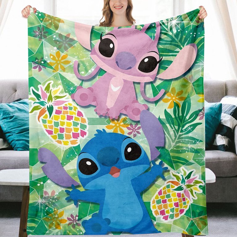 Christmas Lilo & Stitch Cover Blanket, Plush Grid Comfortable Fluffy Carpet Sofa Soft Bed Supplies Sofa Flange Plush Plush, Size: XS-100*150cm, Other