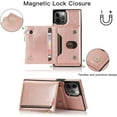 thumbnail image 6 of Wallet Case Fit for iPhone 12 6.1“,Adjustable Crossbody Zipper Cover with Card Holder Slot Neck Strap Lanyard Purse Shoulder Strap Purse Case for iPhone 12 Pro FK Rose Gold, 6 of 12