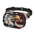 thumbnail image 2 of Saiise Sac Banane Rétro Motif Aigle Américain Double Compartiment Sac de Taille Carré Réglable Mains Libres Ceinture de Course Randonnée Sécurité Voyage Bandoulière en Sergé, 2 of 9