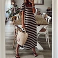 thumbnail image 3 of WILLBEST Vestidos con Curvas para Mujer, Vestido Largo de Verano A Rayas, Manga Corta, Cuello En V, Informal, Suelto, Largo, para Playa, con Abertura Chica, 3 of 3