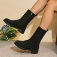 thumbnail image 5 of Bnwani Boots Women Fashion Toe Mid-Heel Mid-Calf Casual Boot Black Size 5.5, 5 of 9