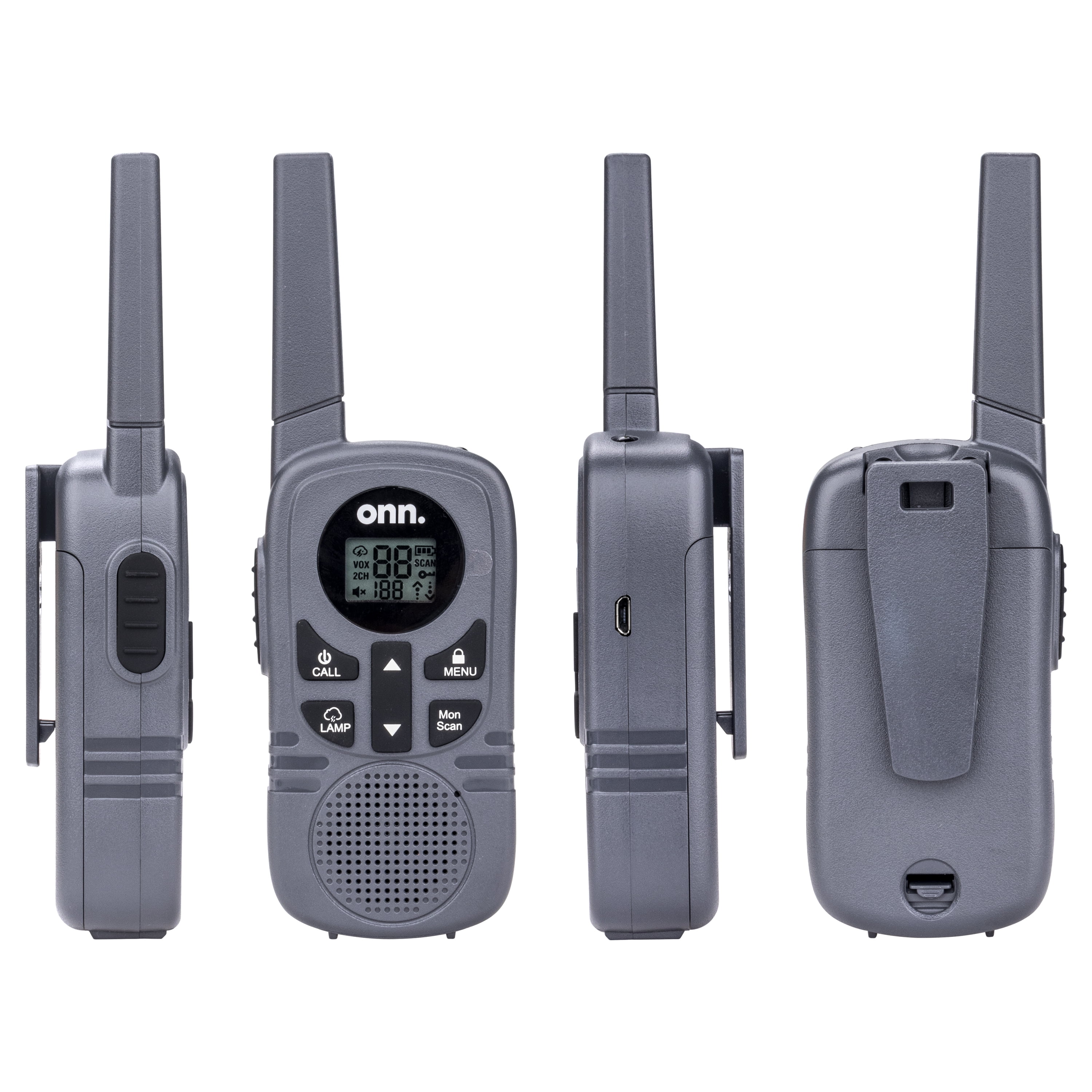onn Two Way Radios with LED Light, 22 FRS Channels and 23 mile Range Walkie Talkies, 3 Count