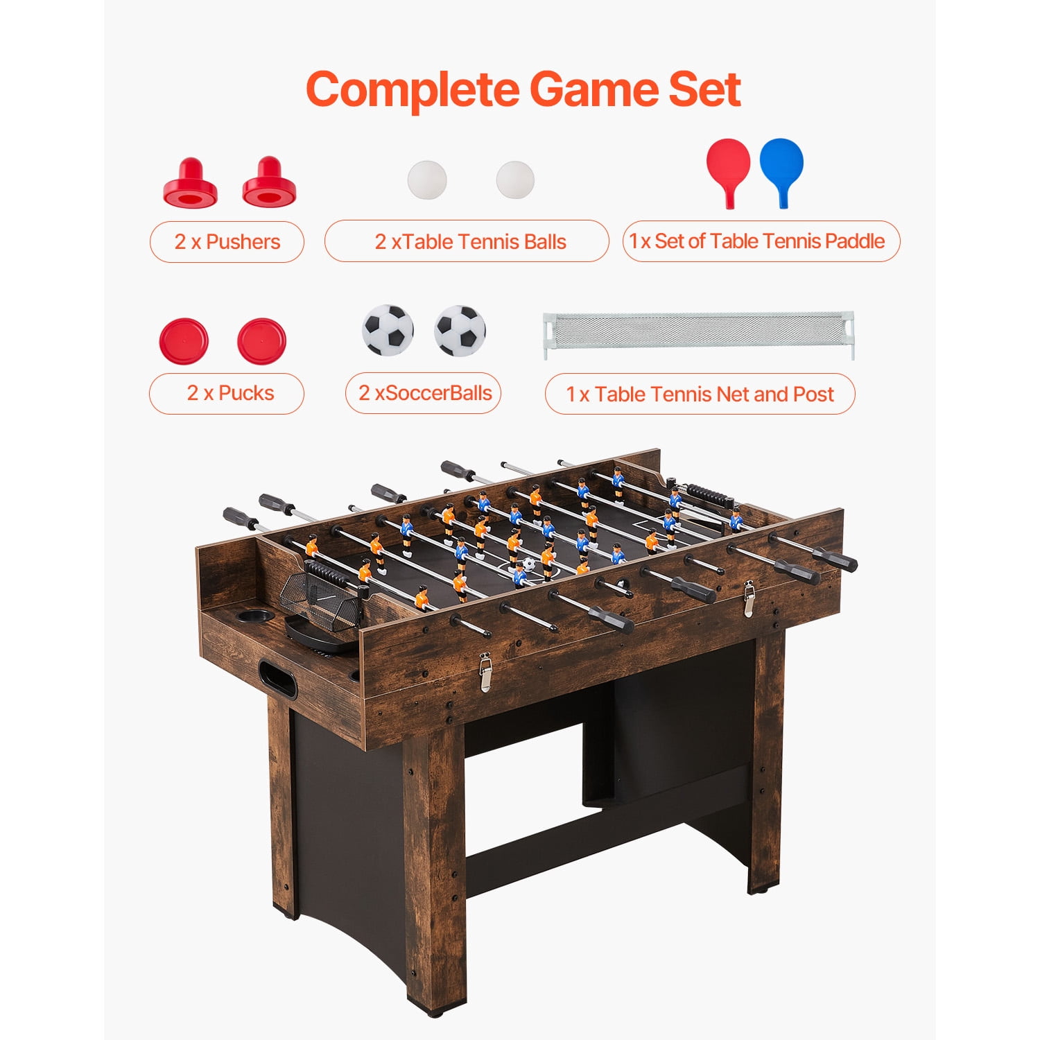 KFFKFF 54" 3-in-1 Combo Game Table Set, Multi Game Room Table with Air Hockey, Table Tennis, Foosball, and Accessories, Air Propelled Arcade Hockey Table for Recreational Room