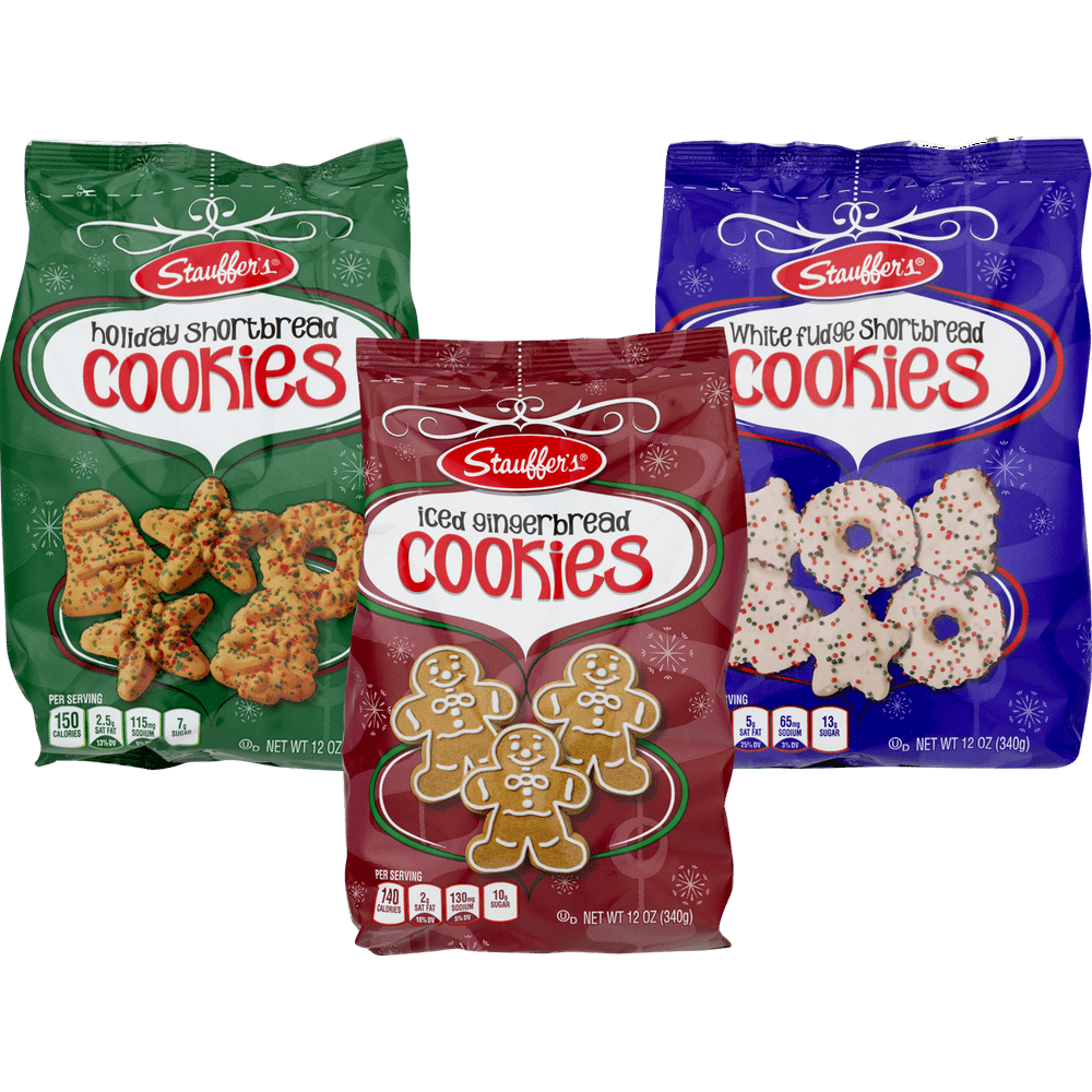 Stauffer's Holiday Cookies Holiday Shortbread, Iced Gingerbread, White
