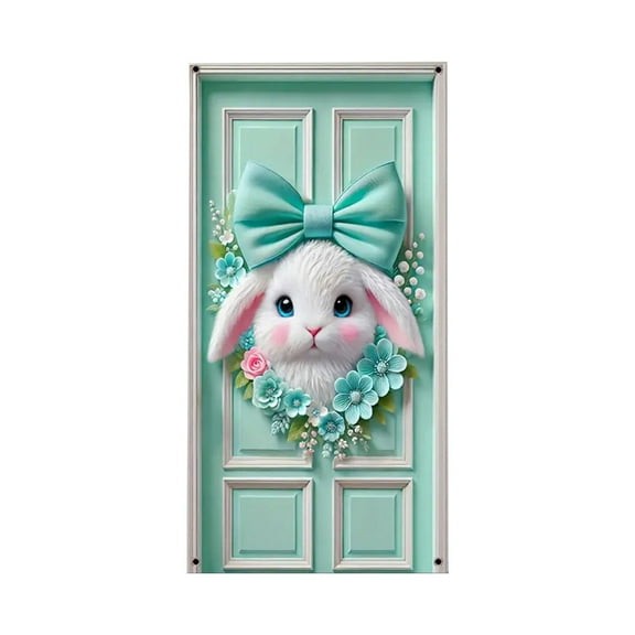 CASAFUN Easter Bunny Door Banner Easter Bunny Door Cover Wreath Egg Easter Door Banner Accessory Hanging Banner Sign Decoration for Happy Easter Party Favors