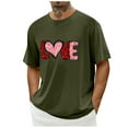 thumbnail image 2 of Tops para hombre, blusas y camisas de cuello redondo y manga corta para hombre. Camiseta/camisa informal de cuello redondo y manga corta con estampado de corazones para hombre. Tops de poliéster para, 2 of 4