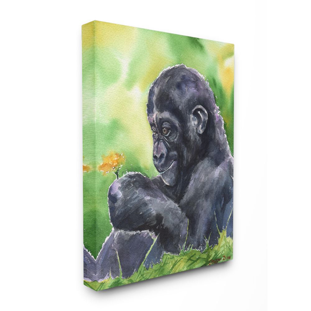 Gorilla Stretched Canvas Print Framed Wall Art Kids Room Decor Painting Animal 