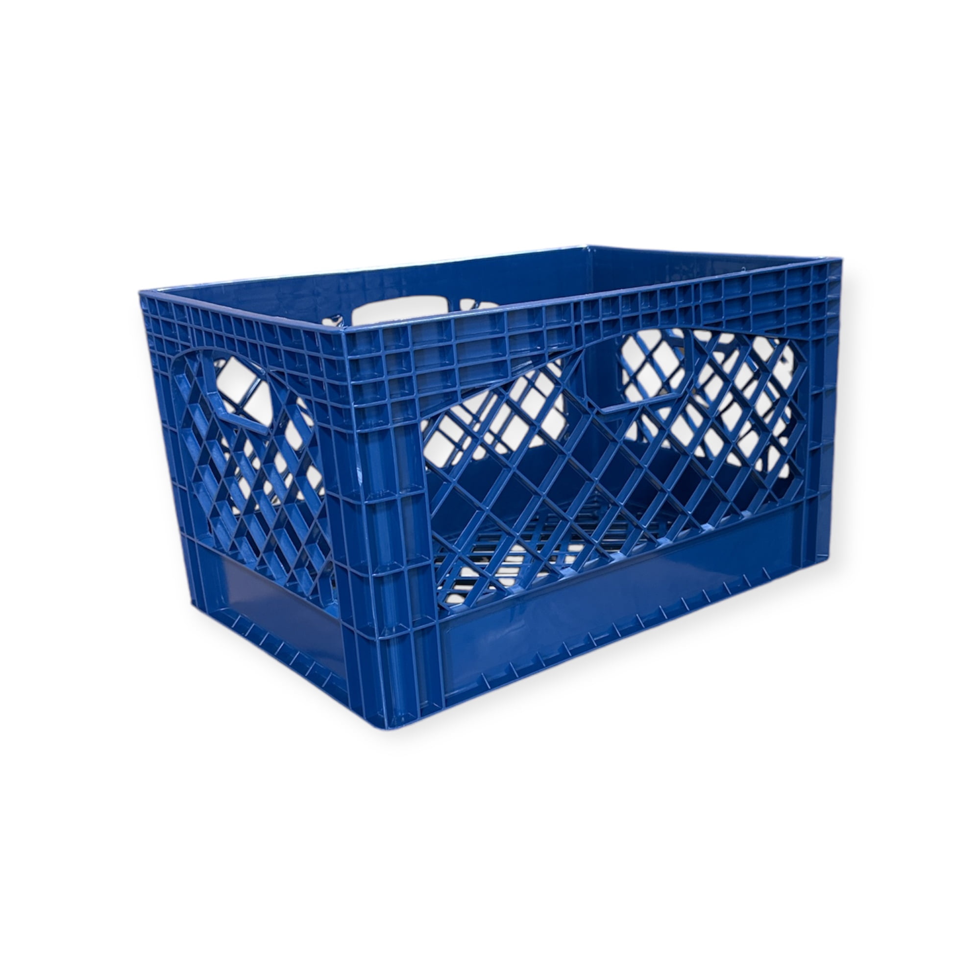 Juggernaut Storage 24 Qt Heavy Duty HDPE Plastic Milk Crate with Handles, Blue, 1 Count, RMK24QT-BLUE