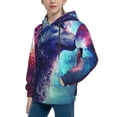 thumbnail image 2 of Fotbe Starry Multicolored Wolf Pattern Youth Pullover Hooded Sweatshirt, Boys Hoodie, Kangaroo Pocket Hoodie for Kids Girls -Small, 2 of 6