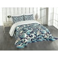 thumbnail image 3 of Ambesonne Nautical Quilted Bedspread Set 3 Pcs, Ocean Waves Pattern, Queen Size, Blue and White, 3 of 5