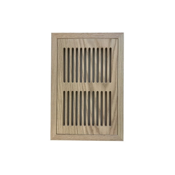 6 Inch x 12 Inch Red Oak Hardwood Vent Floor Register Flush Mount, Slotted Style, Unfinished
