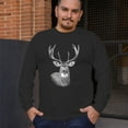 thumbnail image 4 of Deer Portrait Long Sleeve T-shirt Monochrome Buck Head Nature Whitetail Wildlife Antlers Forest Rustic Hunt Trophy, 4 of 7