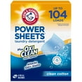 thumbnail image 3 of (6 pack) ARM & HAMMER Power Sheets Plus OxiClean Stain Fighters Laundry Detergent, Clean Cotton, 104 Count, 3 of 15