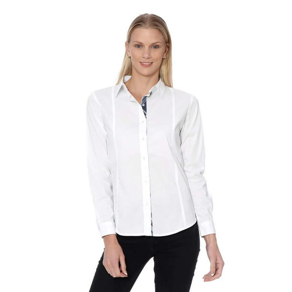 Blusa Camisa Mujer Manga Larga Lisa Blanca Palassi 54507