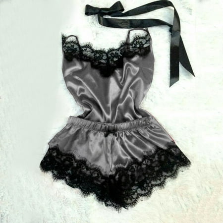 

2PC Lingerie Women Nightdress Nightgown Sleepwear Underwear Set