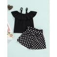 thumbnail image 3 of Summer Toddler Baby Girl Clothes Off Shoulder Ruffle Sling Crop Tops Short Pants 2Pcs Outfits, 3 of 7