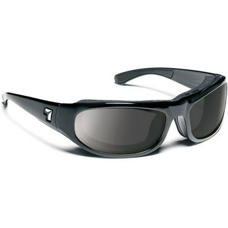 7eye 120553 Whirlwind Sharp View Polarized Gray Sunglasses, Glossy Black - Small & Large