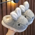 thumbnail image 2 of Xfvqtps Children Fuzzy Slippers Cute Rabbit Fluffy Slip on Memory Foam Soft Sole Non Slip Thickened Comfortable Indoor Warm Winter House Slippers Gray, 2 of 7