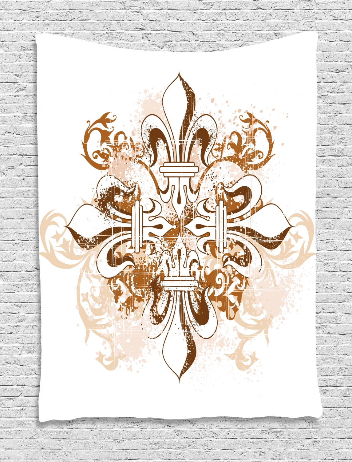 Fleur De Lis Tapestry, Ancient Antique Heraldry Symbol Vintage Floral