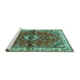 thumbnail image 2 of Ahgly Company Machine Washable Indoor Square Persian Turquoise Blue Traditional Area Rugs, 4' Square, 2 of 4