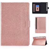 Glitter Folio Flip Case for Samsung Galaxy Tab S8/S7 Case 11 Inch (SM-X700/X706/T870/T875), PU Leather Folding Stand Card Slots Cover with Multiple Viewing Angles Tablet Case Cover,Rosegold