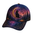 thumbnail image 2 of 3D Halloween Embroidered Baseball Cap,Black Cat Crescent Moon Bat Design Adjustable Sun Hat for Unisex,for Fall Halloween Holiday Party Outdoor Daily Wear, 2 of 4