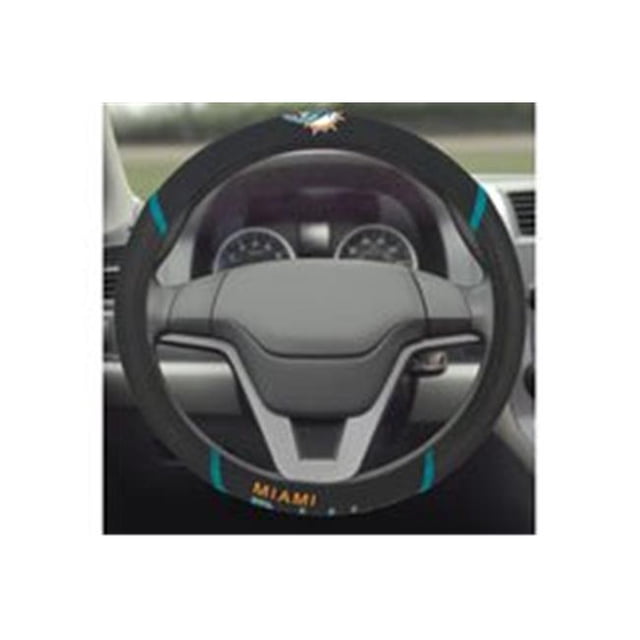 15038 Miami Dolphins Black Mesh Extra Grip Steering Wheel Cover