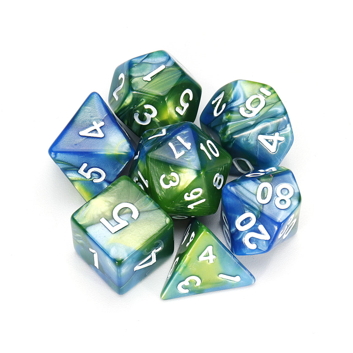 7pcs Polyhedral Acrylic Dungeons Dragons Dice Multiple Sides Role Playing GamesR 