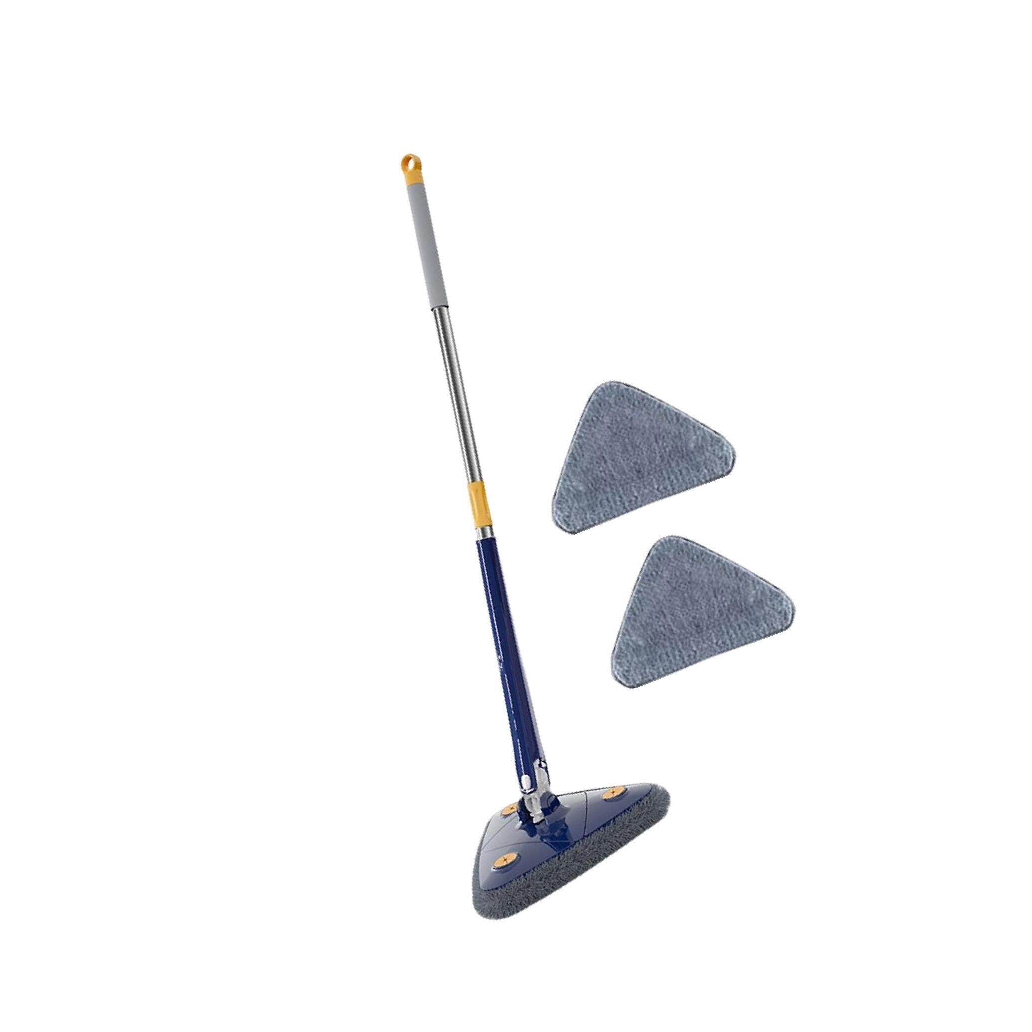 Xinxinyy Lavable Triangle Télescopique au Sol Vadrouille avec 3Pcs Tuiles Réutilisables Vadrouille Lavable au Sol Triangle pour le Nettoyage Bleu Foncé