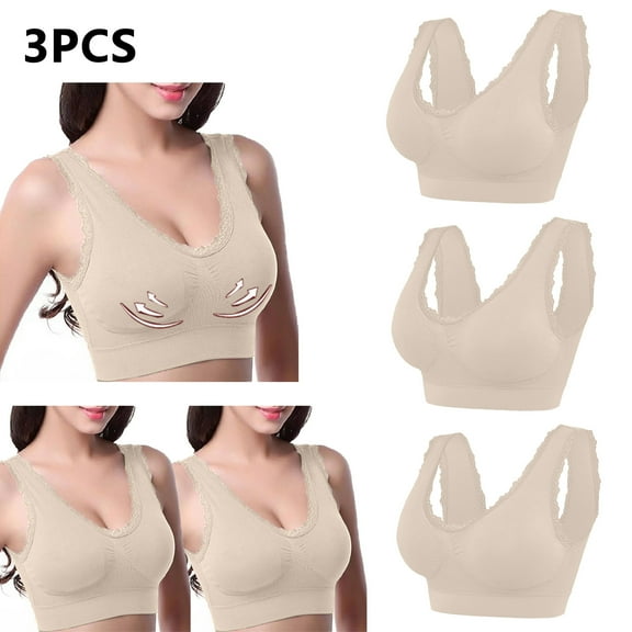 Bras Under $5! Cagogo 3 Pack Sports Bras for Women Wirefree Padded Workout Yoga Gym Fitness Bra Comfortable Plus Size No Underwire Everyday Bras Brasier Sin Varillas Para Mujer