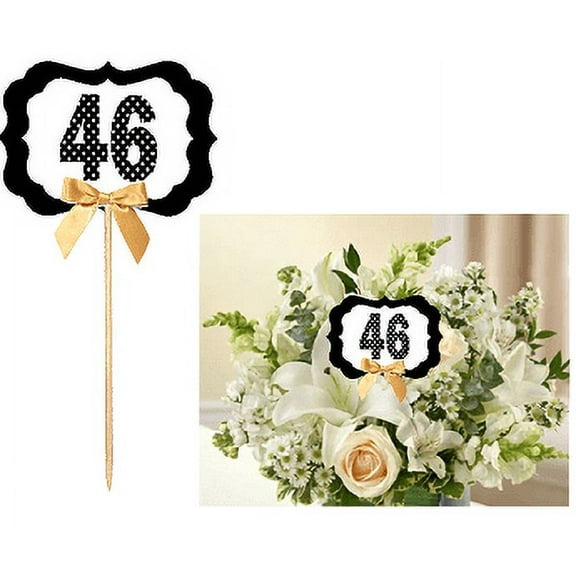 46th Birthday / Anniversary Table Decoration Party Centerpiece Pick - Set of 6