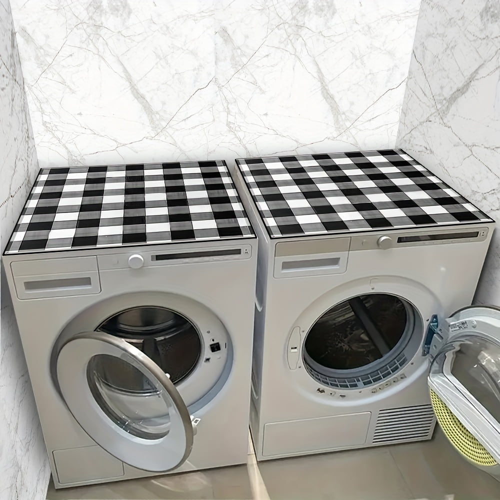 1pc, Dish Drying Pad, Buffalo Checkered Washing Machine Dust Cover Mat, Countertop Absorbent Pad, Washstand Drain Mat, Washstand Cup Mat, Kitchen Accessories, Bathroom Accessories