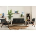 thumbnail image 2 of Allora Mid-Century Wood/Faux Leather Accent Chair in Black/Walnut, 2 of 6