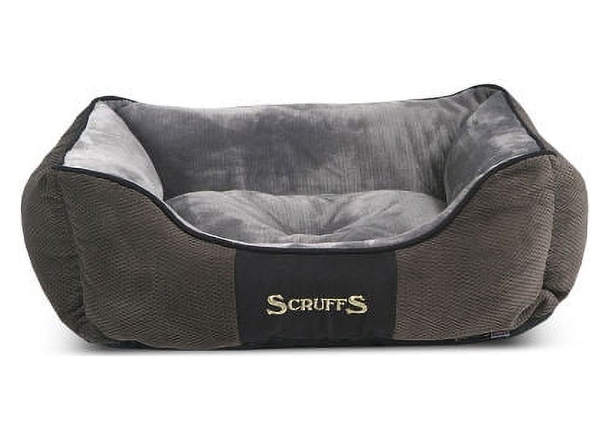 Scruffs® Chester Box Dog Bed, Modern Design, Machine Washable, Super-Soft Plush Pile Lining, Non-Slip Base, Durable Construction (Small) - Graphite Grey