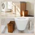 thumbnail image 5 of 3 Gallons Rectangular Wastebaskets Acacia Wood Waste Basket With Handles Small Trash Can For Bathroom Brown Garbage Bin For Spa Decorative Kitchen Under Counter Living Room Office, 5 of 7