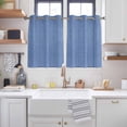 thumbnail image 2 of Blue Kitchen Curtains Short 54 Inch Length, Farmhouse Vintage Abstract Linen Texture Striped Grommet Top Bedroom Living Room Curtains, Light Filtering Cafe Curtain Drapes 2 Panels Set 84''x54'', 2 of 9