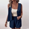thumbnail image 5 of Bixock Women's 2 Piece Summer Set,Tank Top Shorts Outfits,Leisure V-Neck Irregular Tank Top Outfit Set, 5 of 5