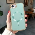 thumbnail image 4 of Designed for iPhone 16e Magnetic Phone Case,Compatible with Mag-Safe,Anti-Scratch PU Leather Bumper,Shockproof Elegant Electroplated Rugged Ultra Slim Thin Phone Case,Green, 4 of 7