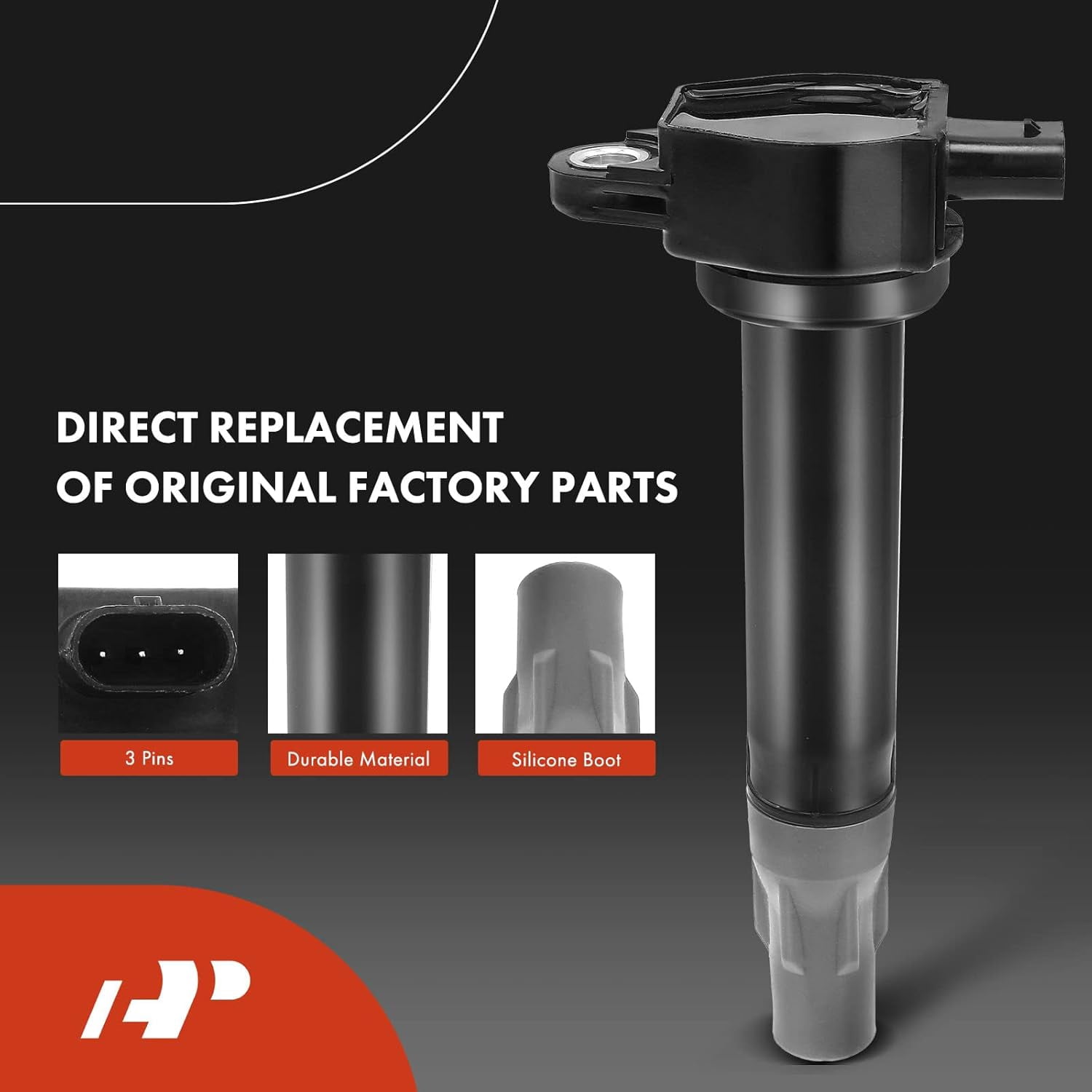 A-Premium Set of 6 (Black) Ignition Coil Pack Iridium Spark Plug Compatible with Chrysler 300 2006-2010, Sebring 2006-2010, Town & Country 2008-2010 & Dodge Avenger 2008-2010