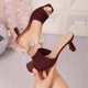 thumbnail image 4 of Sandalias Mujeres Sandalias de Deslizamiento Casuales Tacones de Mula de Punto con Costillas, Zapatos de Mujer Sandalias Casuales Vestidas Toe Abierto, 4 of 8