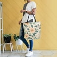 thumbnail image 4 of FORMRS Womens Canvas Tote Bag with Zipper Inner Pocket Shoulder Handbag, Floral Design, 4 of 7
