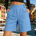 thumbnail image 2 of Shorts for Women Solid Color High Waisted Buttoned Athletic Work Pants With Pockets, 2 of 4
