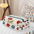thumbnail image 5 of jejeloiu Folk Floral Zipper Twin Comforter Sets with Fitted Sheet and 2 Pillowcases For Girls,Simple Print Zipper Bedding Set,Red Blue Beige,Reversible,4-Piece, 5 of 7