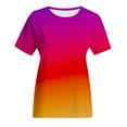 thumbnail image 4 of Womens Plus Size,Women Summer Loose Print Round-Neck T-Shirt Short Sleeve Casual Blouse, 4 of 6