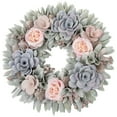 thumbnail image 2 of Northlight Roses and Thistle Wooden Artificial Floral Spring Wreath - 14", 2 of 8