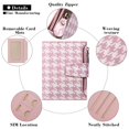 thumbnail image 3 of Small Women Wallet Genuine Leather RFID Blocking Bifold Zipper Pocket Card Holder with ID Window Houndstooth Pink, 3 of 7
