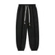 thumbnail image 4 of Pantalones largos para hombre, casuales, de moda, de color sólido, con cordón, cintura elástica y bolsillos., 4 of 9