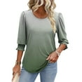 thumbnail image 6 of Bovxnpu 3/4 Length Sleeve Womens Tops, Cotton Casual Tunic Tops for Women Loose Dressy, Womens Casual Printed 3/4 Length Sleeve Smocked Cuffs S, 6 of 6